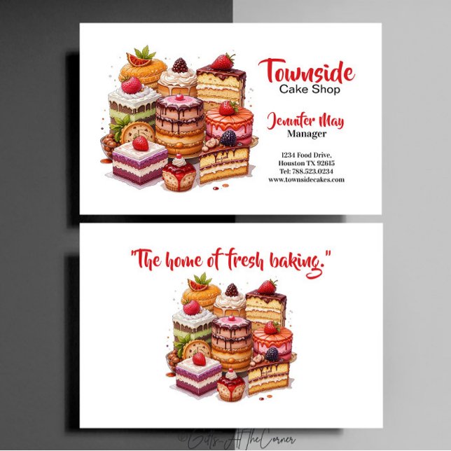 Elegant Strawberry Orange Black Berry Cake Bakery Business Card (Creator Uploaded)