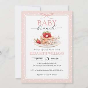 Elegant Strawberry Pancake Brunch Baby Shower Invitation