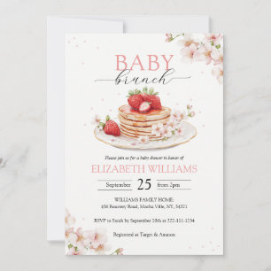 Elegant Strawberry Pancake Brunch Baby Shower Invitation