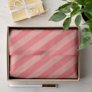 Elegant Strawberry Pink Striped Pattern Tissue Paper