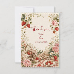 Elegant Strawberry Wedding Picnic Luxe Thank You Card