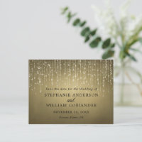 Elegant String Lights Gold Save the Date STD