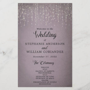 Elegant String Lights Mauve Wedding Program