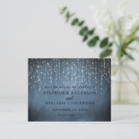Elegant String Lights Navy Blue Save the Date STD