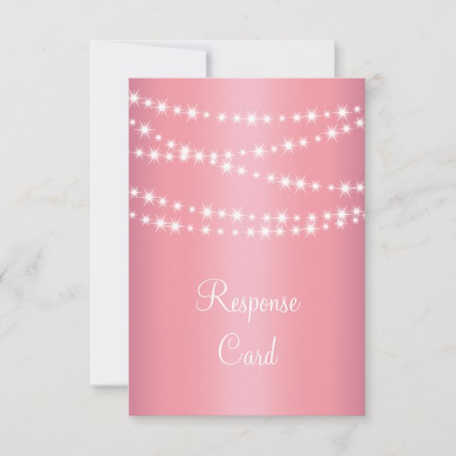 Elegant String Lights on Rose Gold RSVP Card (Front)