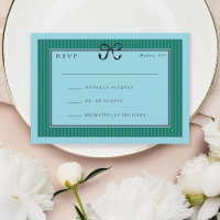 Elegant Stripe Black Border with Bow Wedding