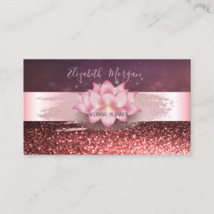 Elegant Stripe,Brush Stroke Burgundy Glitter Lotus Business Card