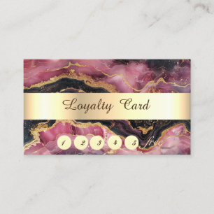 Elegant Stripe Burgundy Marble Loyalty Card
