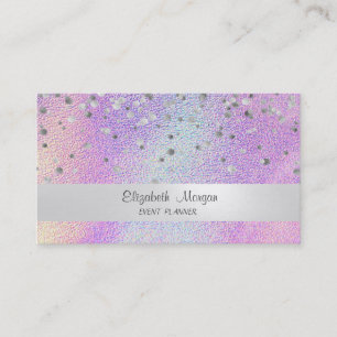 Elegant Stripe Confetti Holographic Business Card