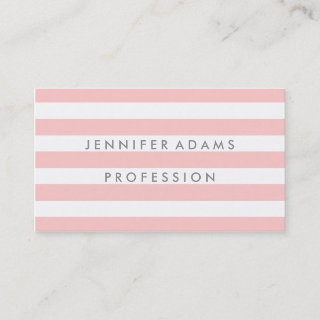 Elegant stripe modern pink business card (Front)
