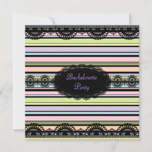 ELEGANT STRIPE PURPLE BACHELORETTE PARTY INVITATIO INVITATION