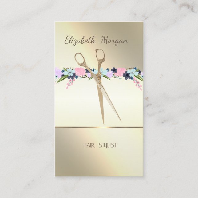 Elegant ,Stripe,Scissors,Flowers  Appointment Card (Front)