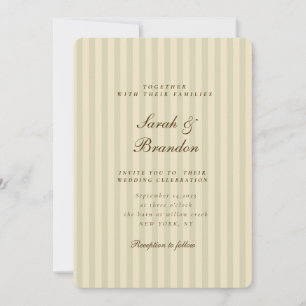 Elegant Striped   Beige Classic Wedding Invitation