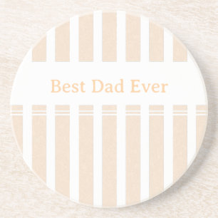 Elegant Striped Best Dad Ever Personalised Coaster
