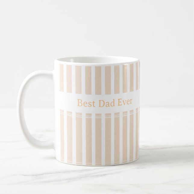 Elegant Striped Best Dad Ever Personalised Coffee Mug (Left)