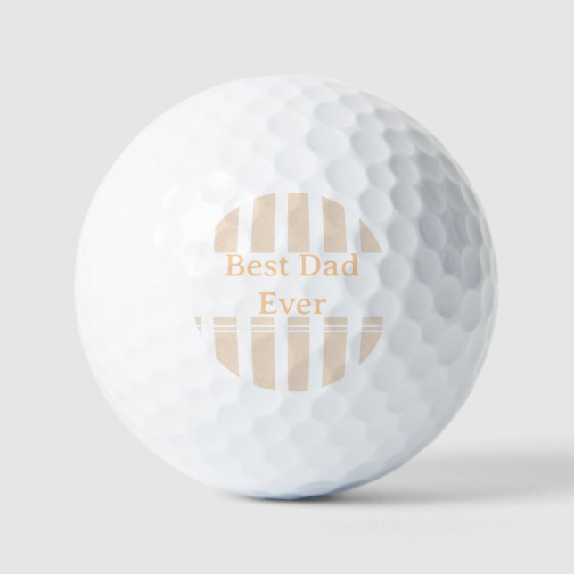 Elegant Striped Best Dad Ever Personalised Golf Balls (Front)