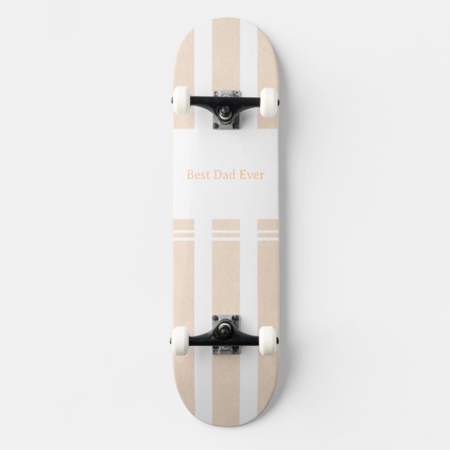 Elegant Striped Best Dad Ever Personalised Skateboard (Front)