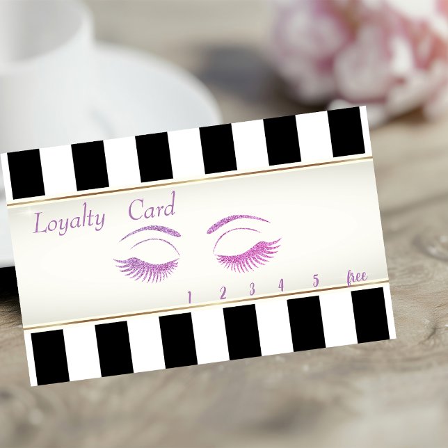 Elegant,Striped, Glittery Lashes Loyalty Card (Creator Uploaded)
