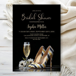 Elegant Striped High Heel Shoes Bridal Shower Invitation