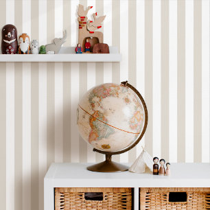 Elegant Striped Neutral Greige White Wall
