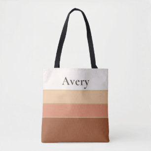 Elegant Striped Tote Bag with Name – Feminine Chic