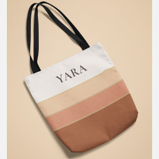 Elegant Striped Tote Bag with Name – Minimal Chic