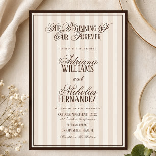 Elegant Striped Vintage Ivory Wedding Invitation