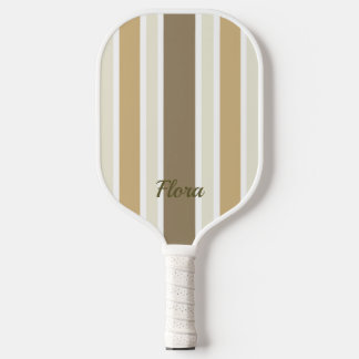 Elegant Striped Yellow and Beige Pickleball Paddle