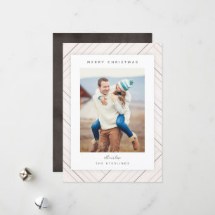 Elegant Stripes Grey Family Photo Holiday Card