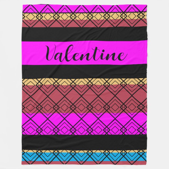 Elegant Stripes Pattern Romantic Boho Valentine Fleece Blanket (Front)