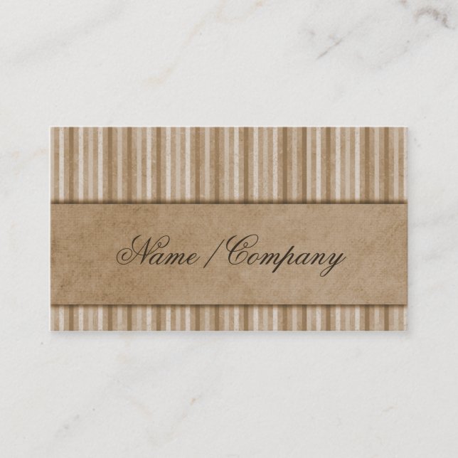Elegant Stripes Tan Business Card (Front)