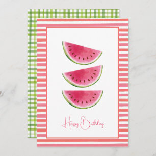 Elegant Stripes Watermelon Happy Birthday