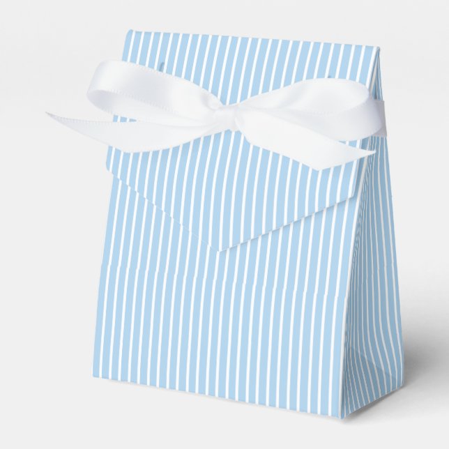 Elegant Stripes White - Baby Blue Favour Box (Front Side)