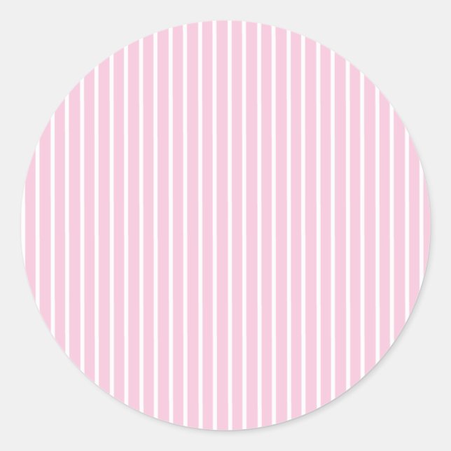 Elegant Stripes White - Light Pink  Classic Round Sticker (Front)