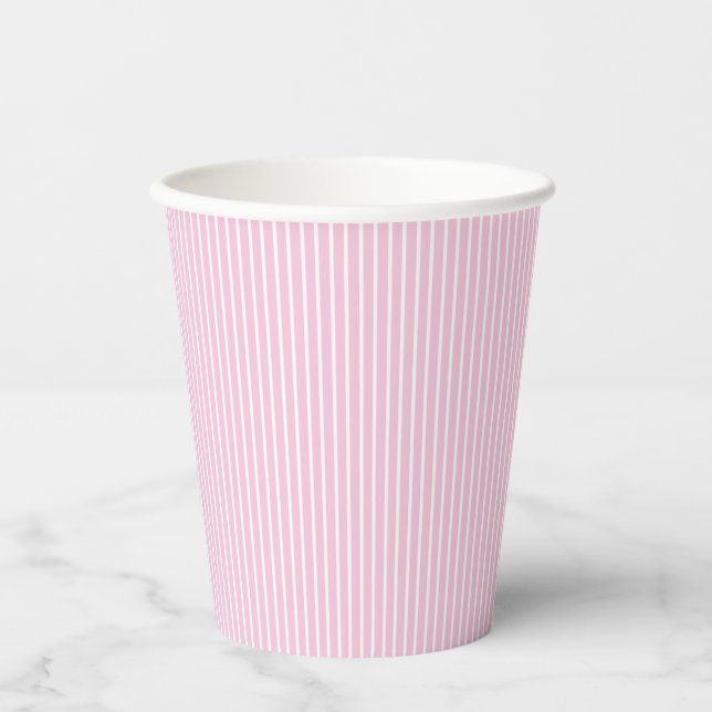 Elegant Stripes White - Light Pink  Paper Cups (Front)