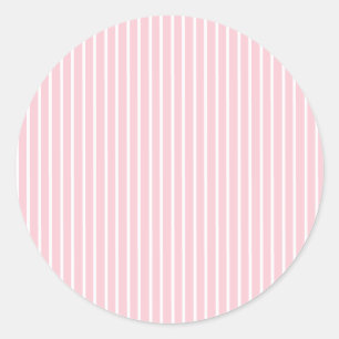 Elegant Stripes White - Pink  Classic Round Sticker