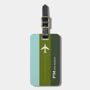 elegant stripes with aeroplane, custom travel luggage tag