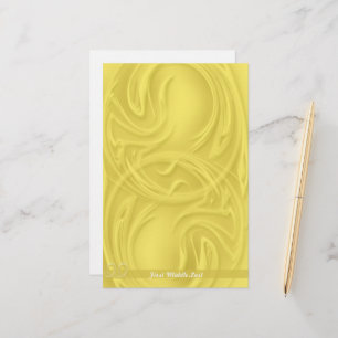 Elegant Strokes Over Yellow Abstract Personalised Stationery