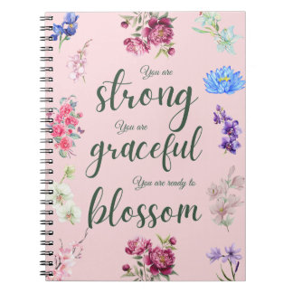 Elegant Strong Graceful Blossom Floral Pink Notebook
