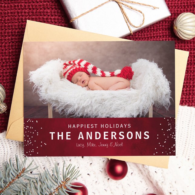 Elegant Styish Red Happy Holidays Christmas Holiday Postcard (Creator Uploaded)