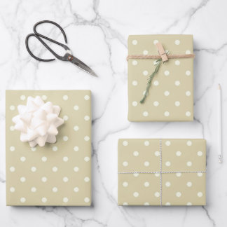 Elegant Style Pale Beige Ecru and White Polka Dots Wrapping Paper Sheet