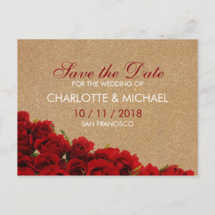 Elegant style red roses announcement postcard