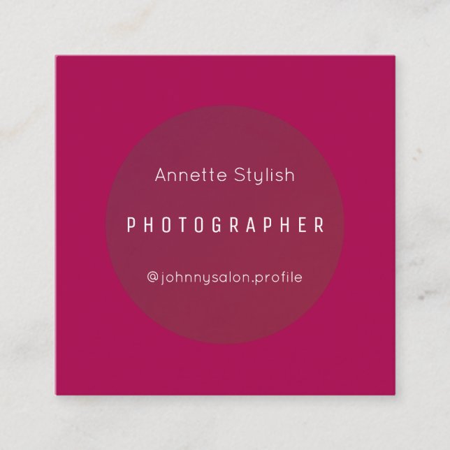 Elegant style rounded frame cover purple red square business card (Front)