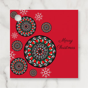 Elegant Stylised Merry Christmas Snowflakes Favour Tags