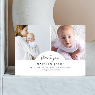 Elegant Stylish 2 Photo Collage Thank You Baby Card