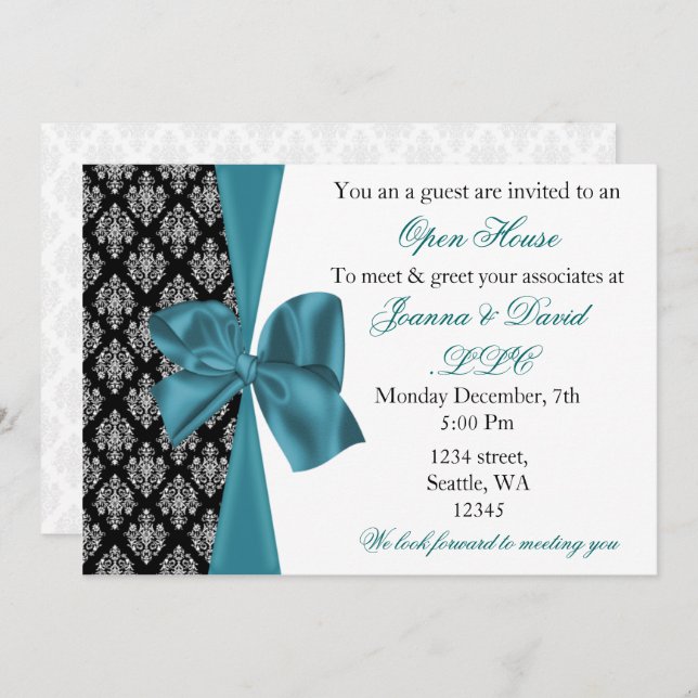 elegant stylish aqua Corporate party Invitation (Front/Back)