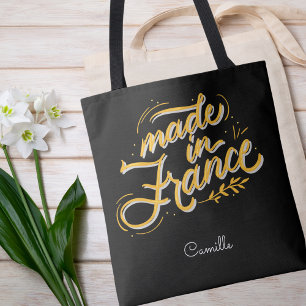 Elegant Stylish Black and White French Monogram  Tote Bag