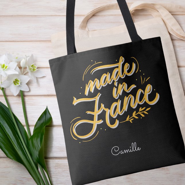 Elegant Stylish Black and White French Monogram  Tote Bag (Creator Uploaded)