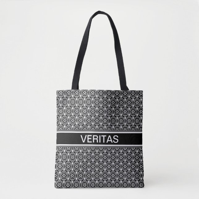 Elegant stylish black and white star pattern tote  bag (Front)