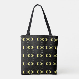 Elegant Stylish Black and Yellow Oval Pattern Tote Bag